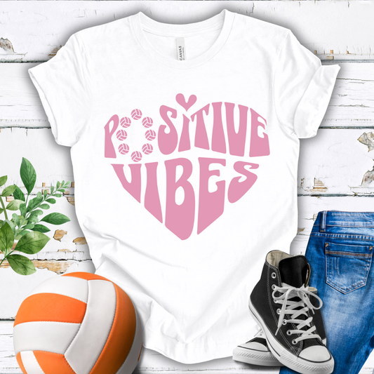 Positive Vibes Pink Heart T-shirt