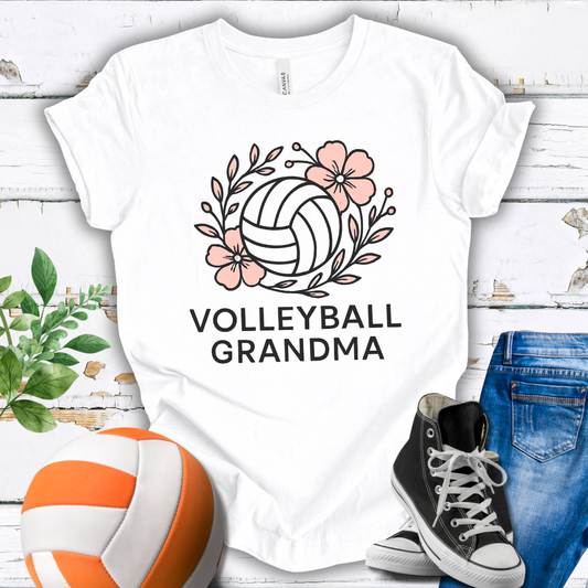 Volleyball Grandma Flowers T-shirt