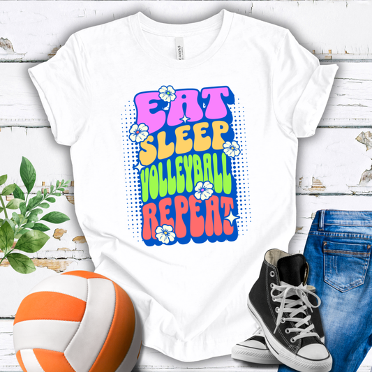 Eat Sleep Volleyball Repeat Flower Power T-shirt