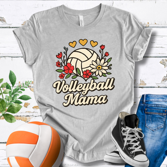 Volleyball Mama Flowers T-shirt