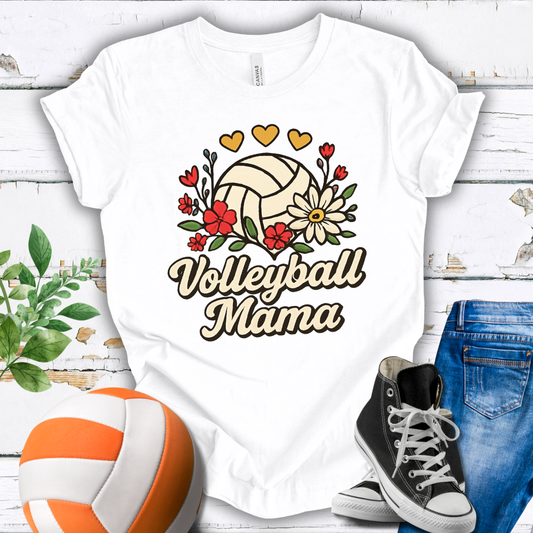 Volleyball Mama Flowers T-shirt