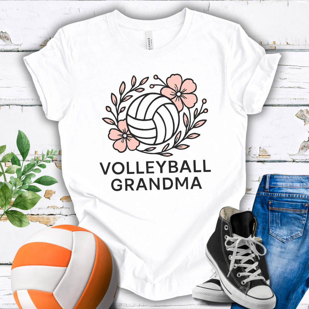 Volleyball Grandma Flowers T-shirt