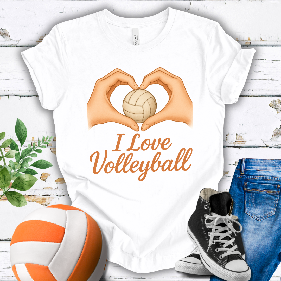 I Love Volleyball Hand Heart T-shirt