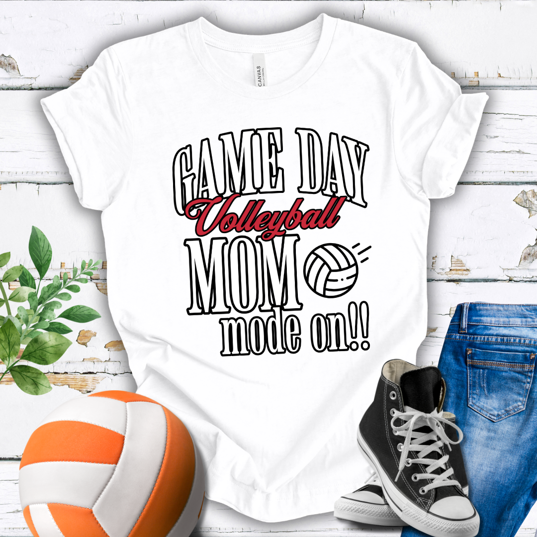 Game Day Volleyball Mom Mode On T-shirt