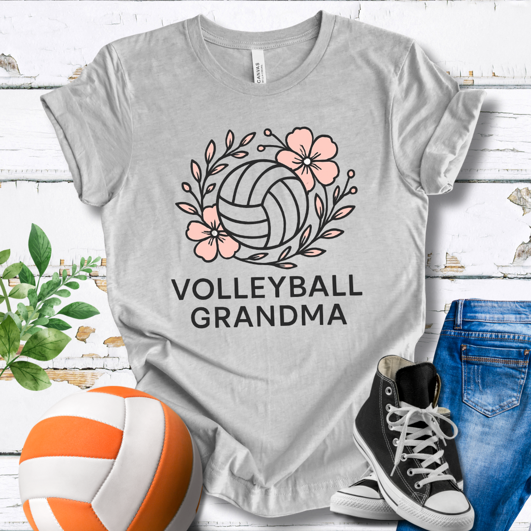 Volleyball Grandma Flowers T-shirt