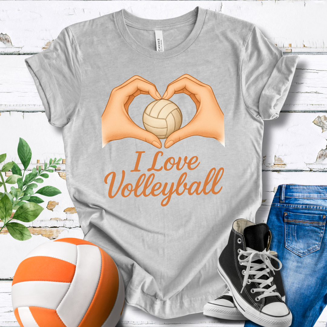 I Love Volleyball Hand Heart T-shirt