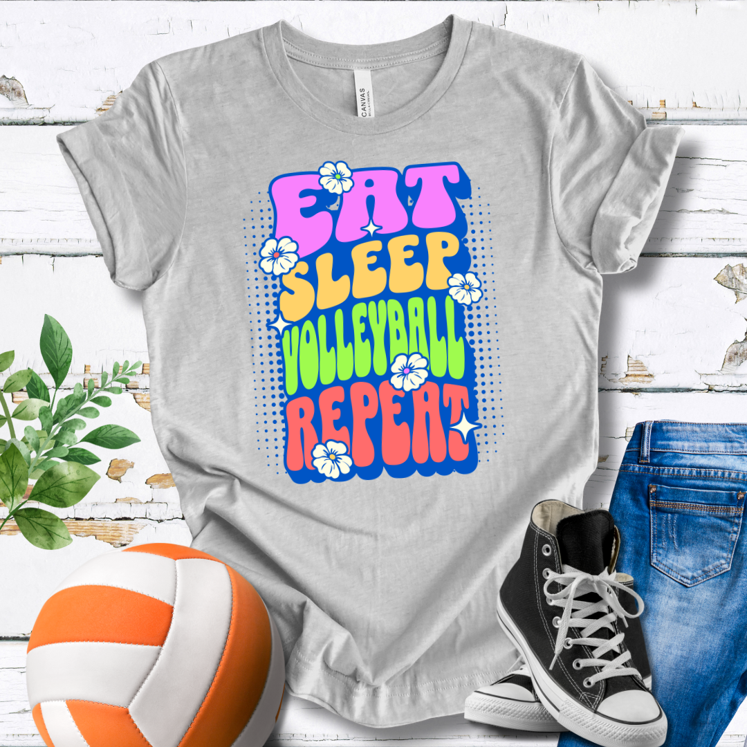 Eat Sleep Volleyball Repeat Flower Power T-shirt