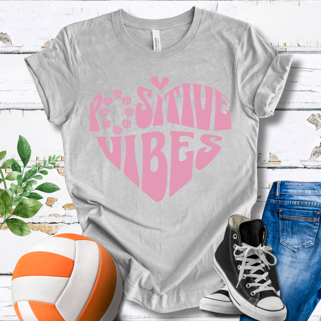 Positive Vibes Pink Heart T-shirt