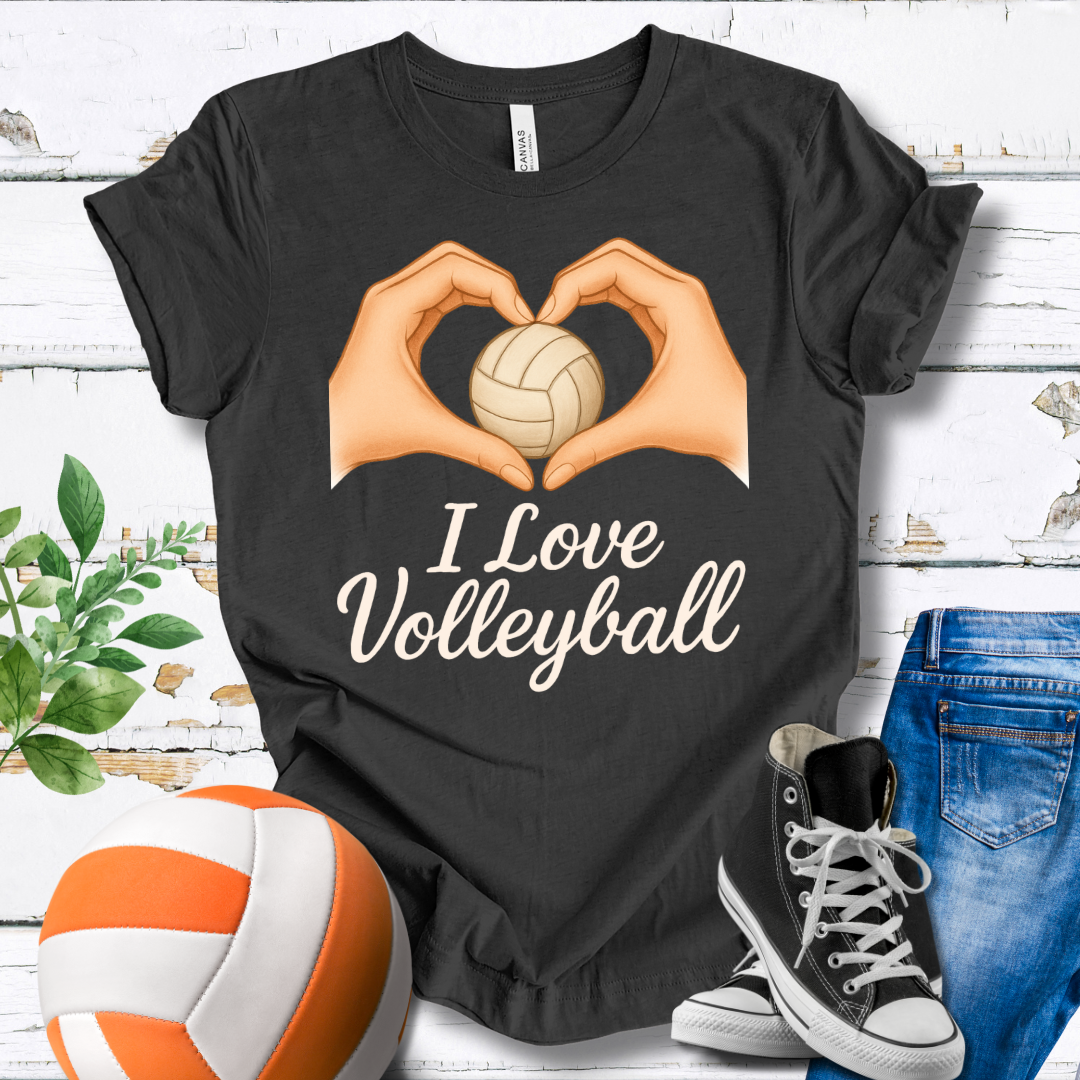 I Love Volleyball Hand Heart T-shirt