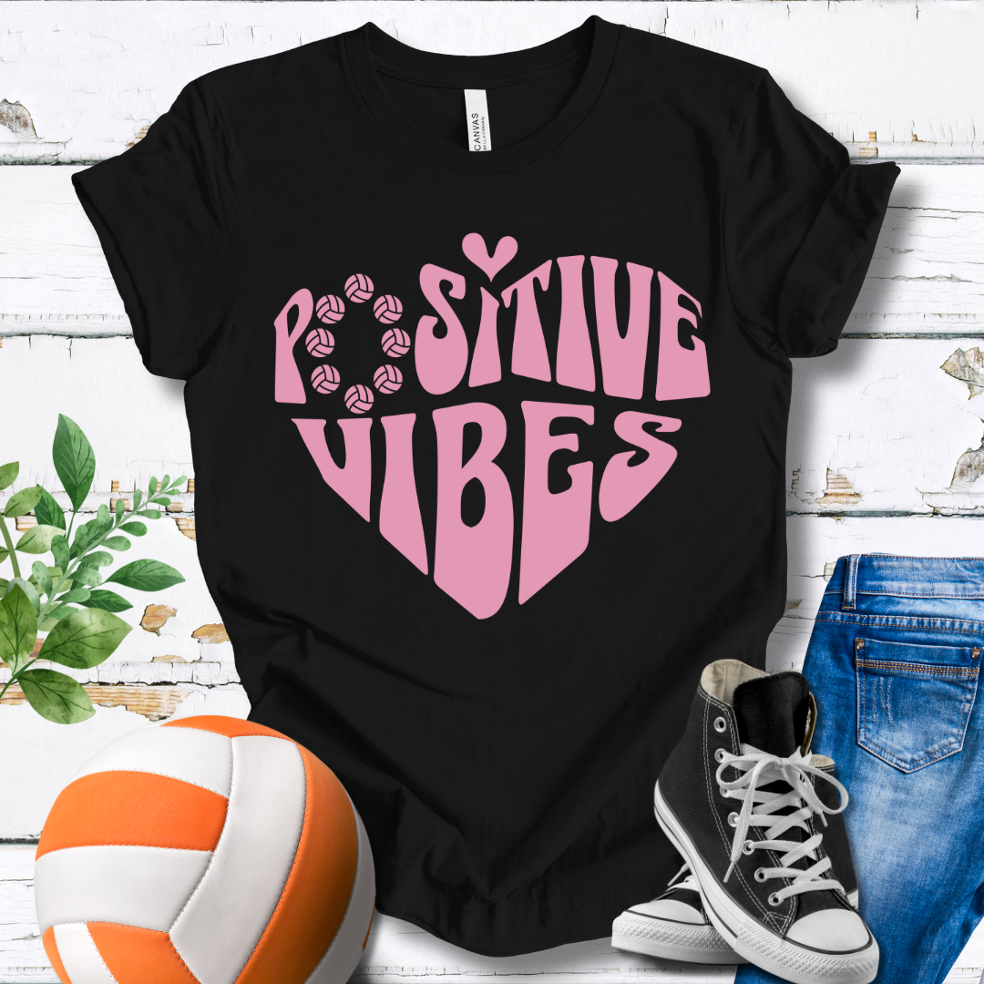 Positive Vibes Pink Heart T-shirt