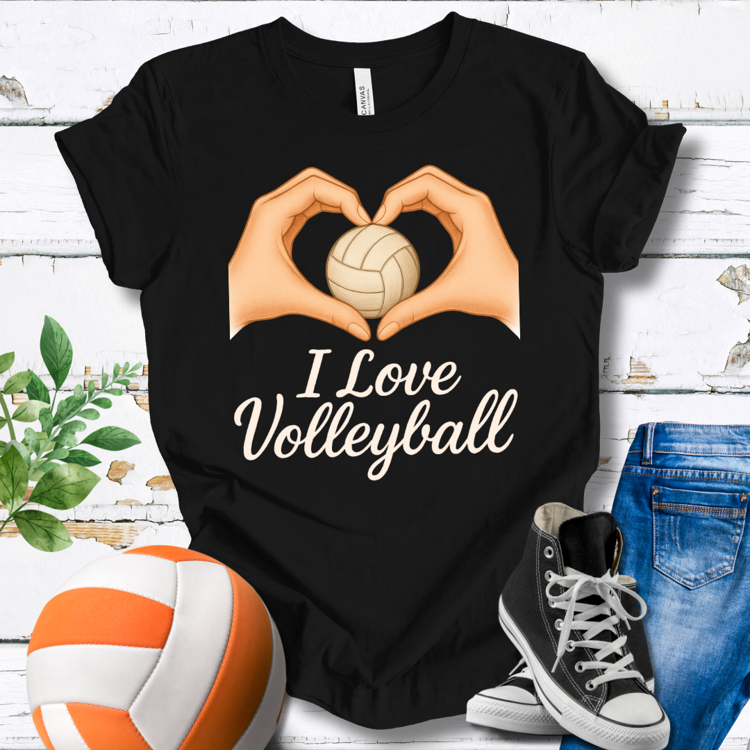 I Love Volleyball Hand Heart T-shirt