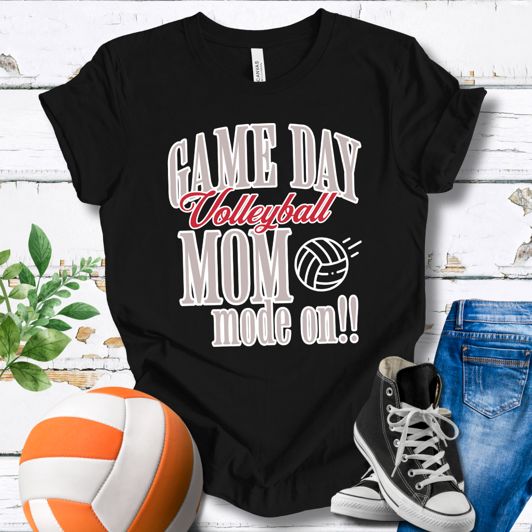 Game Day Volleyball Mom Mode On T-shirt