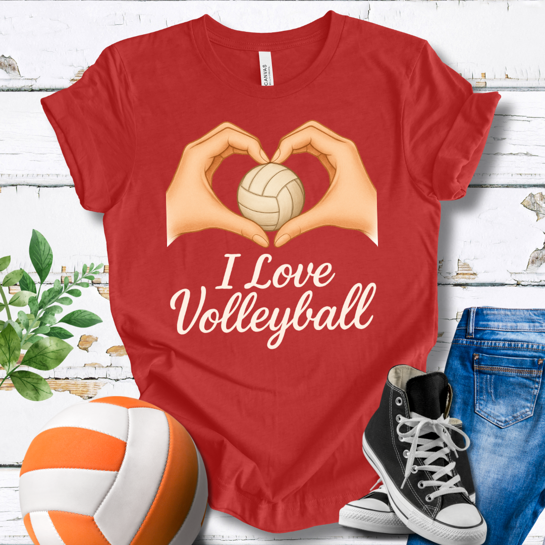I Love Volleyball Hand Heart T-shirt