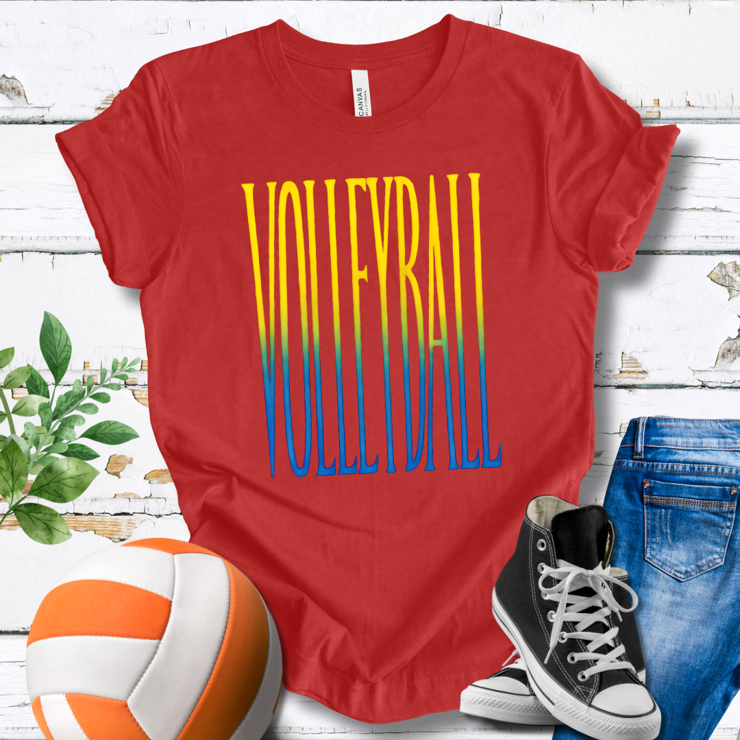 Volleyball Yellow Green Blue T-shirt