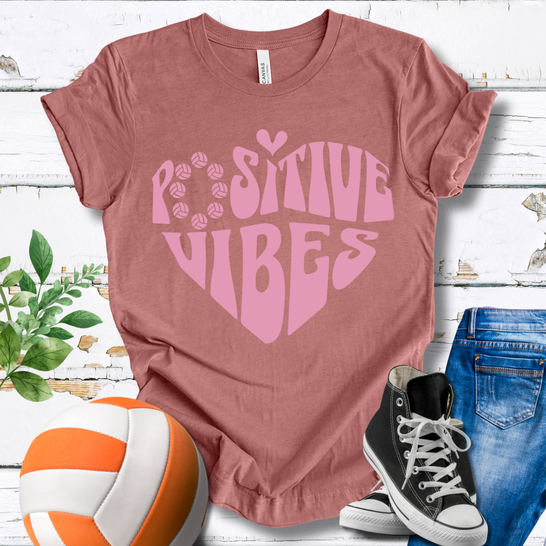 Positive Vibes Pink Heart T-shirt