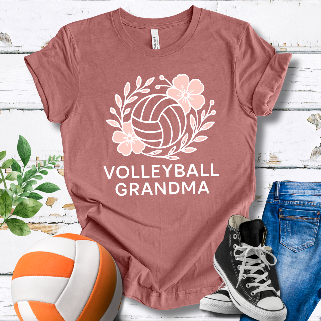 Volleyball Grandma Flowers T-shirt