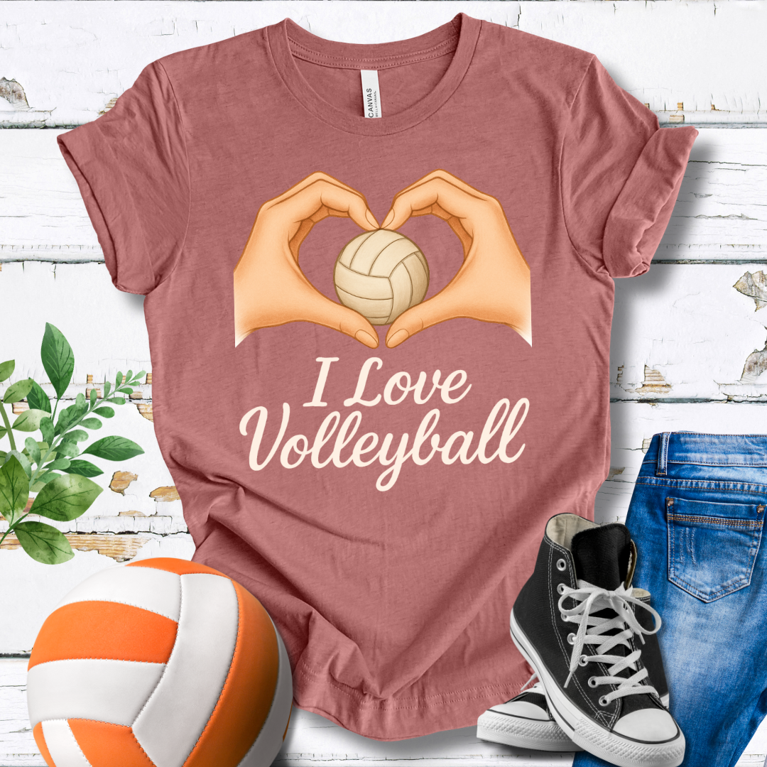 I Love Volleyball Hand Heart T-shirt