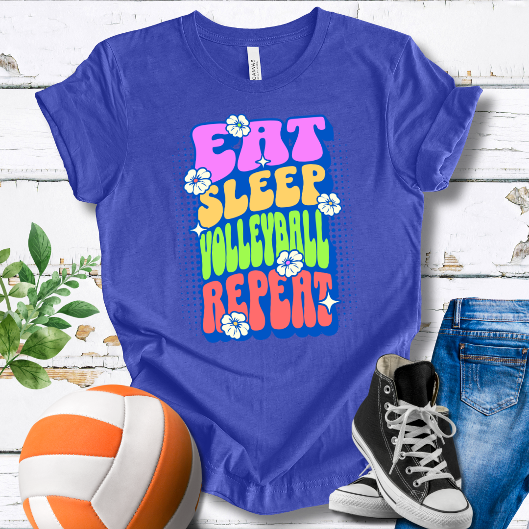 Eat Sleep Volleyball Repeat Flower Power T-shirt