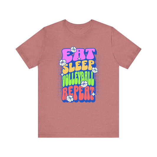 Eat Sleep Volleyball Repeat Flower Power T-shirt