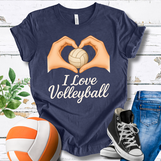 I Love Volleyball Hand Heart T-shirt